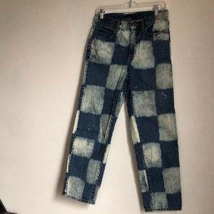 Custom bleached Checkerboard jeans